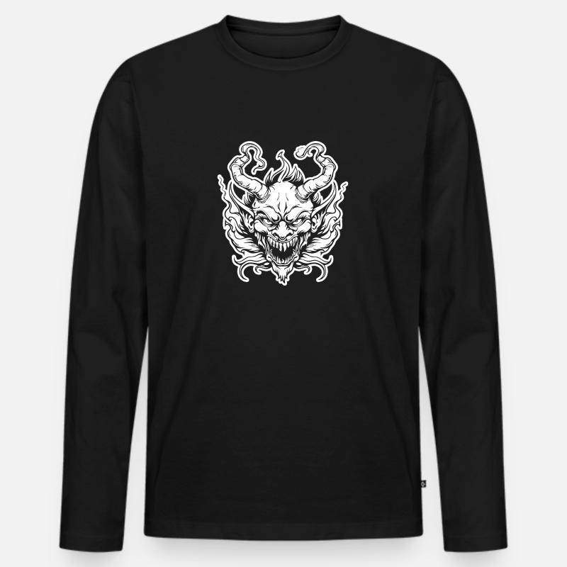 Teufel Dämon Satan - Männer Premium Bio Langarmshirt - Schwarz