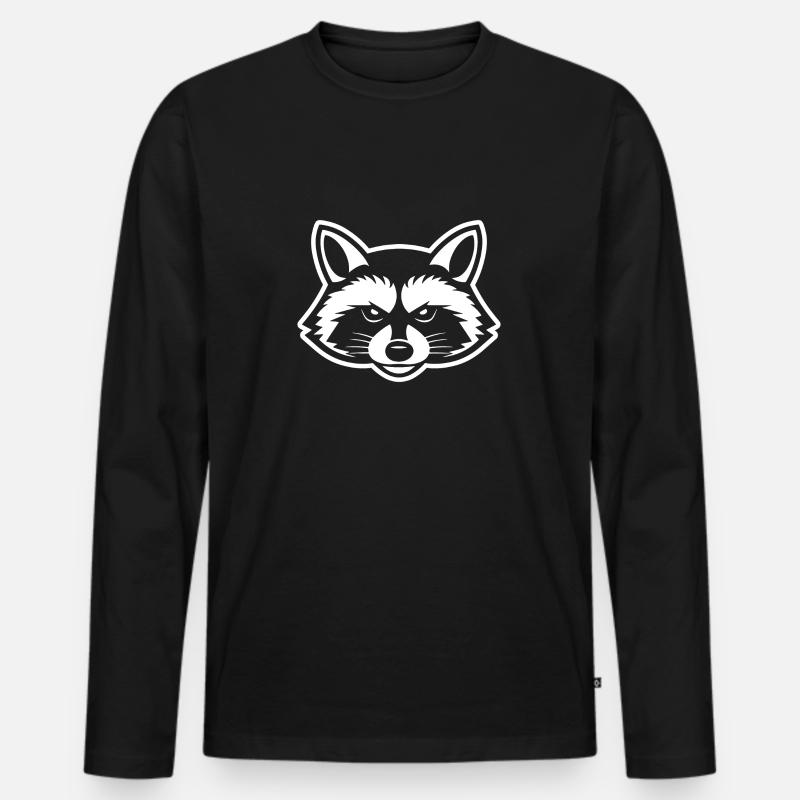 Waschbär - Männer Premium Bio Langarmshirt - Schwarz