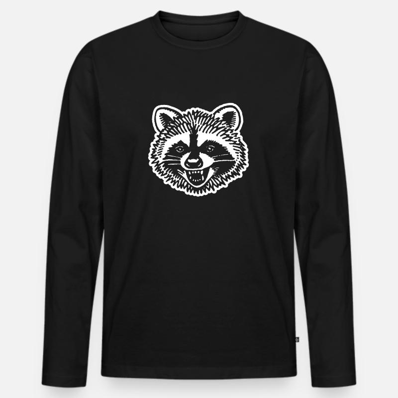 Waschbär - Männer Premium Bio Langarmshirt - Schwarz