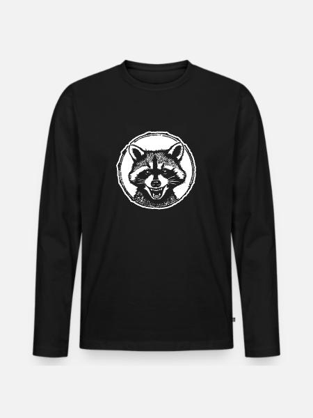 Raccoon - Men's Premium Organic Long Sleeve Shirt - black