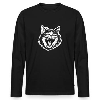 Chat Chats Chat Dame Chat Amoureux Chat Visage - T-shirt manches longues Premium bio Homme - noir - Devant - Nico (187cm)
