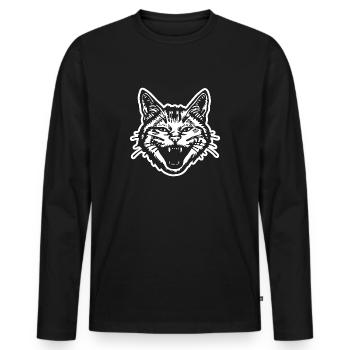 Chat Chats Chat Dame Chat Amoureux Chat Visage - T-shirt manches longues Premium bio Homme - noir - Devant - Nico (187cm)