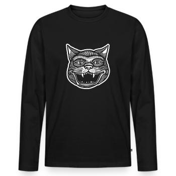 Chat Chats Chat Dame Chat Amoureux Chat Visage - T-shirt manches longues Premium bio Homme - noir - Devant - Nico (187cm)