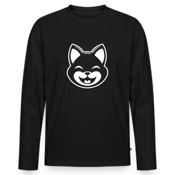 Chat Chats Chat Dame Chat Amoureux Chat Visage - T-shirt manches longues Premium bio Homme - noir - Devant - Nico (187cm)