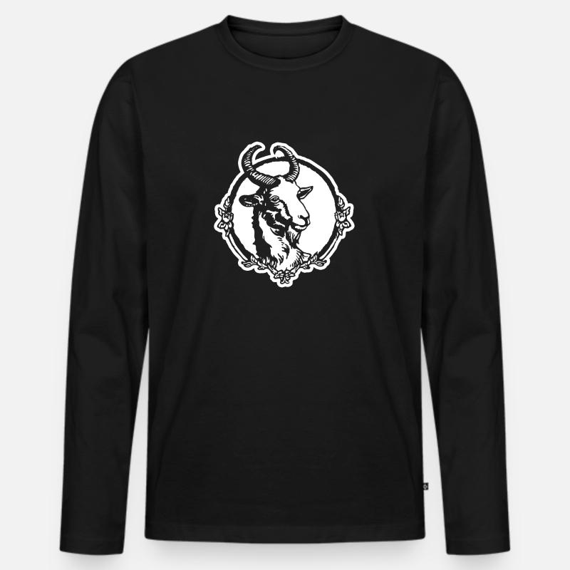 Steinbock Ziege - Männer Premium Bio Langarmshirt - Schwarz