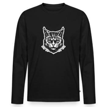 Chat Chats Chat Dame Chat Amoureux Chat Visage - T-shirt manches longues Premium bio Homme - noir - Devant - Nico (187cm)
