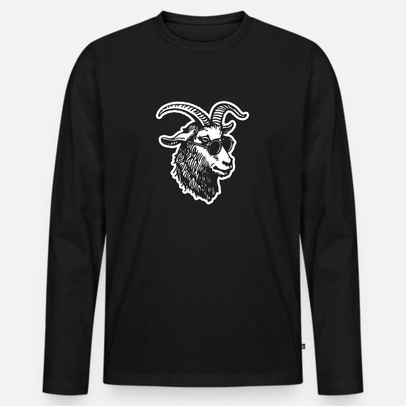 Ziege Steinbock Ziegenbock - Männer Premium Bio Langarmshirt - Schwarz