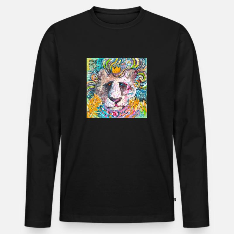 Löwe zerschmettern - Männer Premium Bio Langarmshirt - Schwarz
