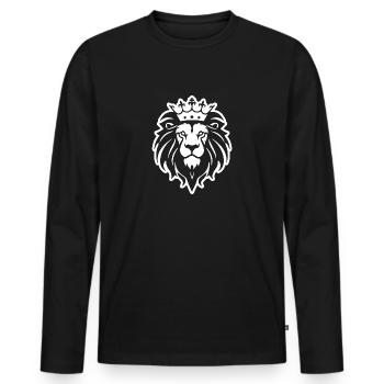 Lion Lion Head - Men's Premium Organic Long Sleeve Shirt - black - Front - Nico (187cm)