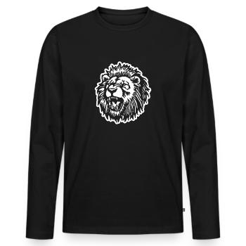 Lion Lion Head - Men's Premium Organic Long Sleeve Shirt - black - Front - Nico (187cm)