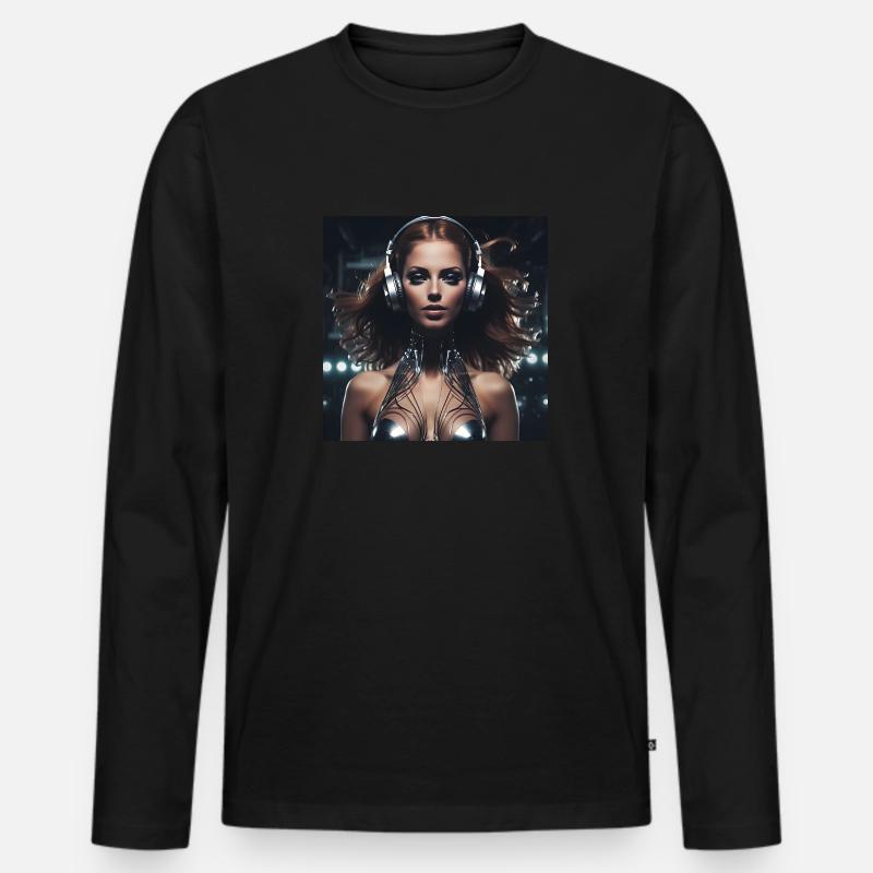 Techno-Mädchen - Männer Premium Bio Langarmshirt - Schwarz