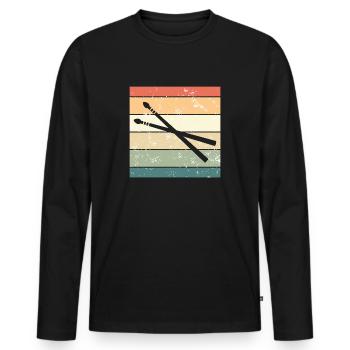 Drumsticks rétro Batteur - T-shirt manches longues Premium bio Homme - noir - Devant - Nico (187cm)