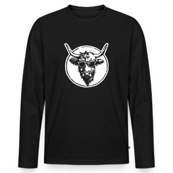 Highland Kuh - Männer Premium Bio Langarmshirt - Schwarz - Vorne - Nico (187cm)
