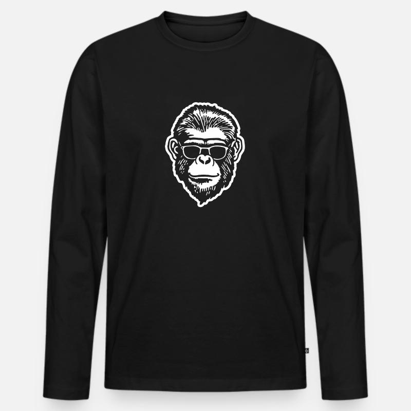 Affe Affen Affengesicht - Männer Premium Bio Langarmshirt - Schwarz