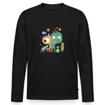 Chats effrayés - T-shirt manches longues Premium bio Homme - noir - Devant - Nico (187cm)