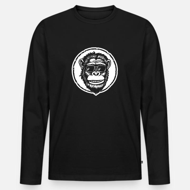 Monkey Monkey Face - Men's Premium Organic Long Sleeve Shirt - black