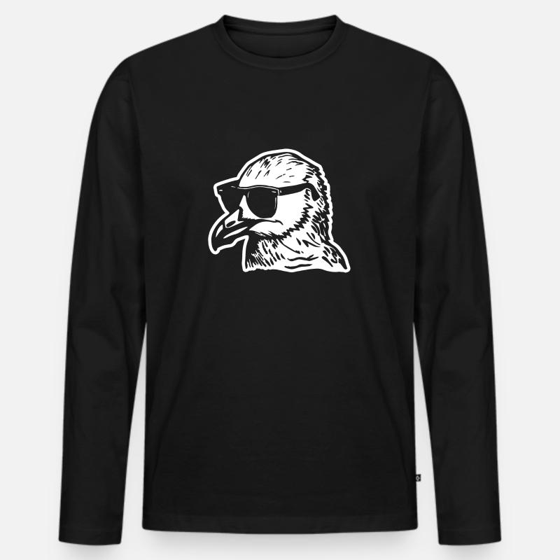 Möwe - Männer Premium Bio Langarmshirt - Schwarz