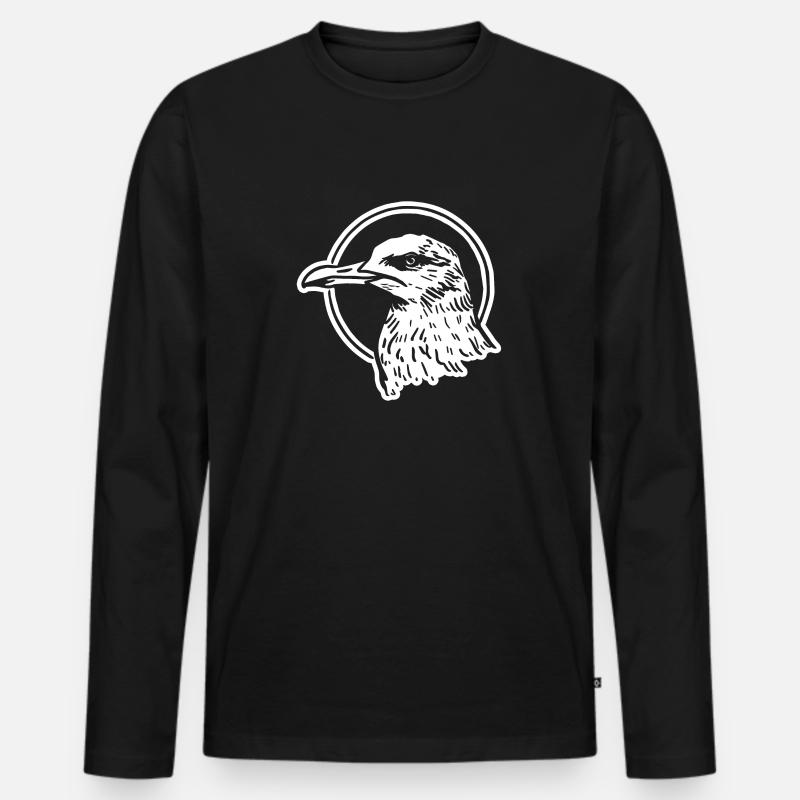 Möwe - Männer Premium Bio Langarmshirt - Schwarz