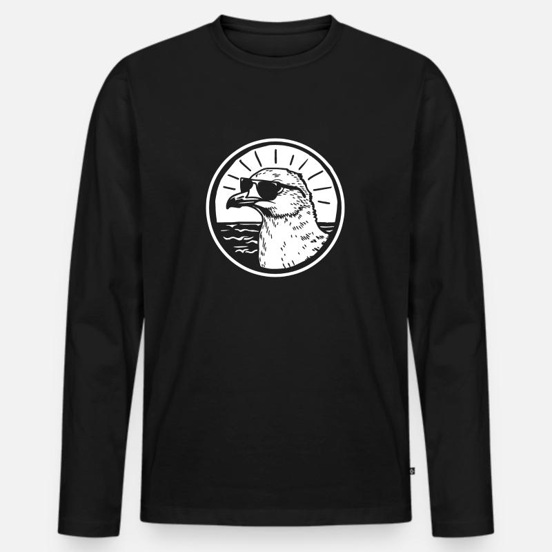 Möwe - Männer Premium Bio Langarmshirt - Schwarz
