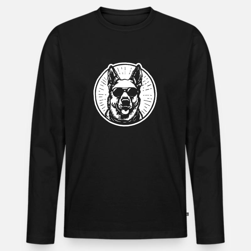 Schäferhund Hund Hundekopf - Männer Premium Bio Langarmshirt - Schwarz
