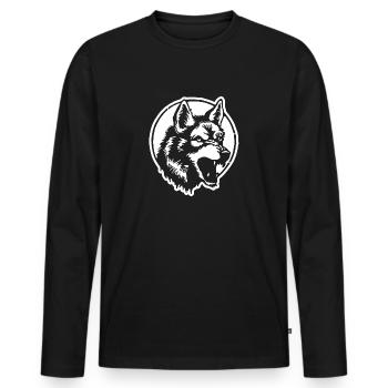 Wolf - Männer Premium Bio Langarmshirt - Schwarz - Vorne - Nico (187cm)