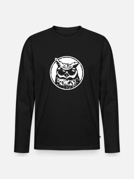 Owl - Men's Premium Organic Long Sleeve Shirt - black