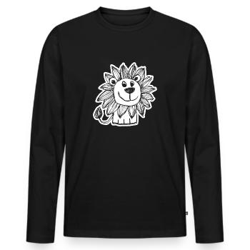 Lion Lion Head - Men's Premium Organic Long Sleeve Shirt - black - Front - Nico (187cm)