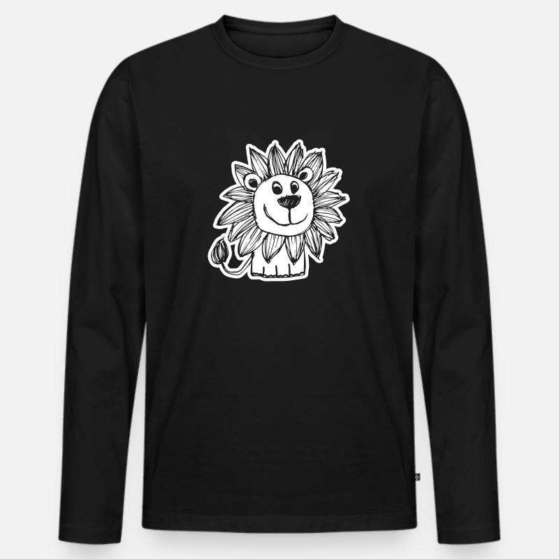 Löwe Löwenkopf - Männer Premium Bio Langarmshirt - Schwarz