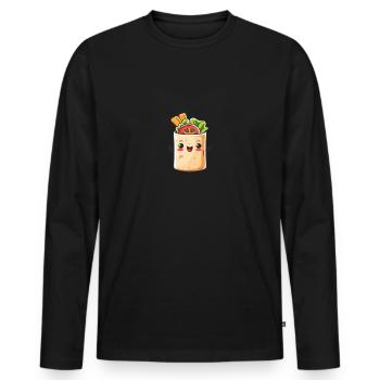 Cute Burrito Comic - Men's Premium Organic Long Sleeve Shirt - black - Front - Nico (187cm)