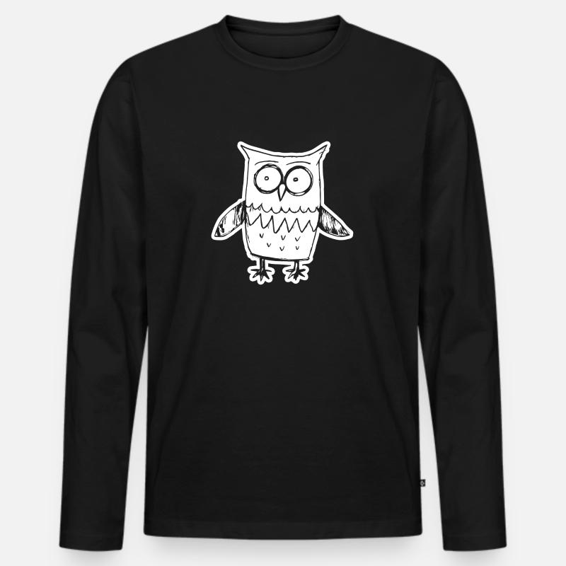 Eule Eulen Vogel - Männer Premium Bio Langarmshirt - Schwarz