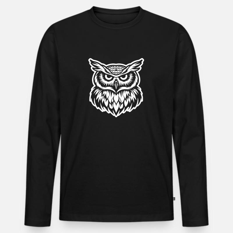 Eule Eulen Vogel - Männer Premium Bio Langarmshirt - Schwarz