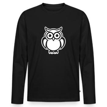 Eule Eulen Vogel - Männer Premium Bio Langarmshirt - Schwarz - Vorne - Nico (187cm)