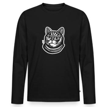 Cat Cats Cat Face - Men's Premium Organic Long Sleeve Shirt - black - Front - Nico (187cm)