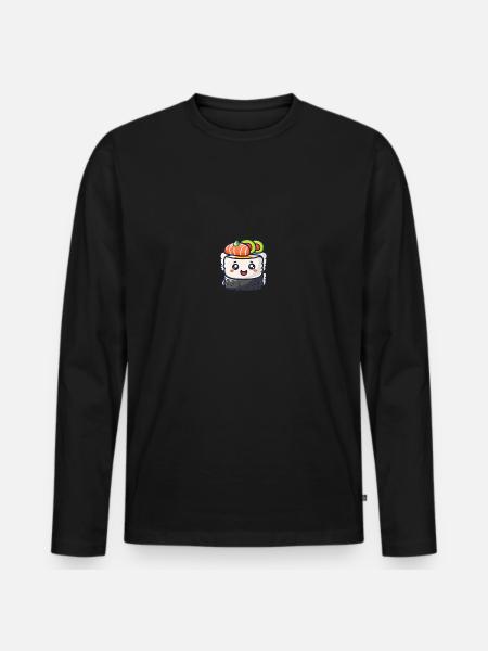 Sushi Roll with Face - Men's Premium Organic Long Sleeve Shirt - black