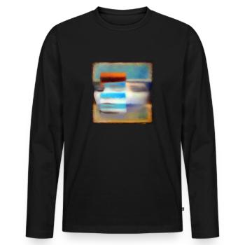 Bauform18 - Männer Premium Bio Langarmshirt - Schwarz - Vorne - Nico (187cm)