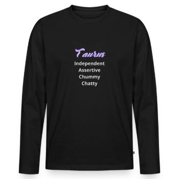 Logo signe astrologique "Taureau" - T-shirt manches longues Premium bio Homme - noir - Devant - Nico (187cm)