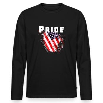 American Pride - Männer Premium Bio Langarmshirt - Schwarz - Vorne - Nico (187cm)