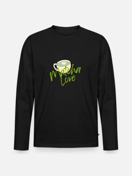 Matcha Liebe - Männer Premium Bio Langarmshirt - Schwarz