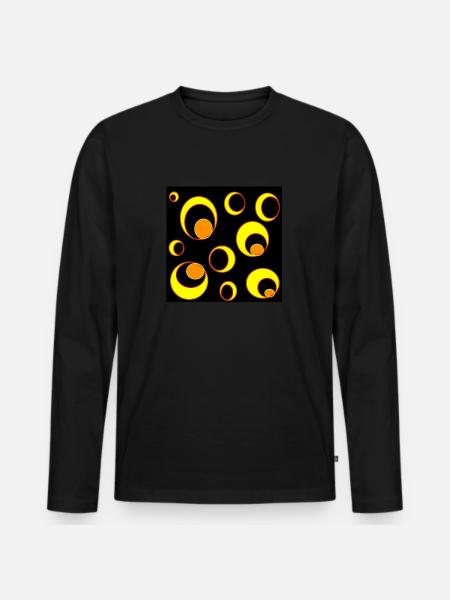 yellow and orange circles - Men's Premium Organic Long Sleeve Shirt - black