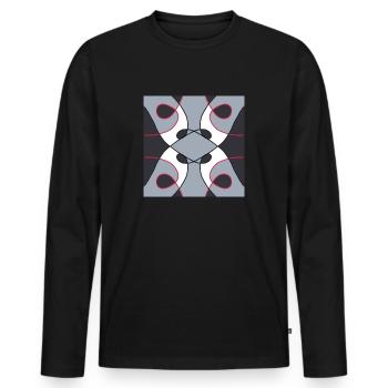 Motif blanc, noir, gris et rouge - T-shirt manches longues Premium bio Homme - noir - Devant - Nico (187cm)