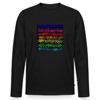 Punktstreifen in Regenbogenfarbe - Männer Premium Bio Langarmshirt - Schwarz - Vorne - Nico (187cm)