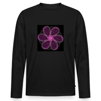 Fleur géométrique rose - T-shirt manches longues Premium bio Homme - noir - Devant - Nico (187cm)