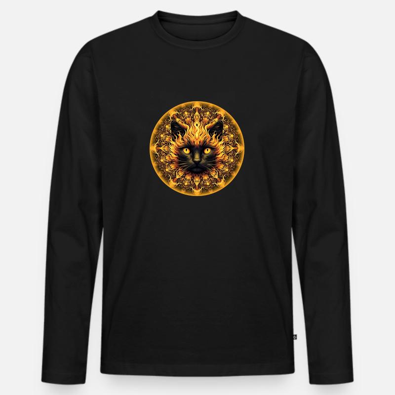 Inferno Kitty Mandala - Männer Premium Bio Langarmshirt - Schwarz