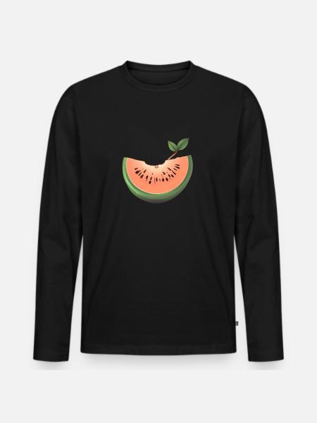 Pastèque, Melon, Fruit, Fruit - T-shirt manches longues Premium bio Homme - noir