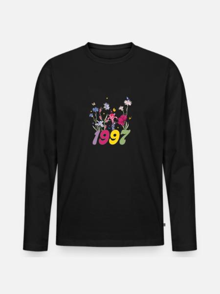Year of birth 1997 wildflowers - Men's Premium Organic Long Sleeve Shirt - black