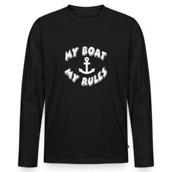 Boot - Männer Premium Bio Langarmshirt - Schwarz - Vorne - Nico (187cm)
