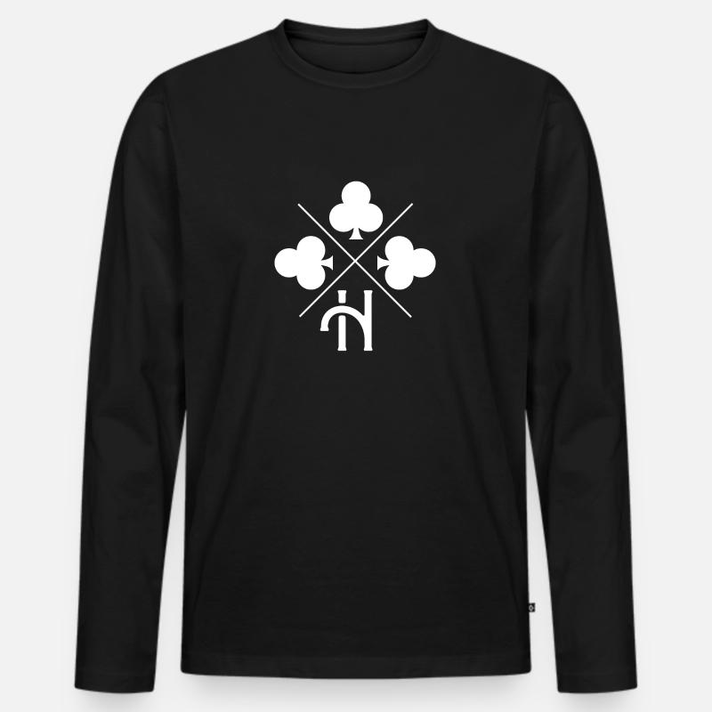 Buchstabe h Glücksklee - Männer Premium Bio Langarmshirt - Schwarz