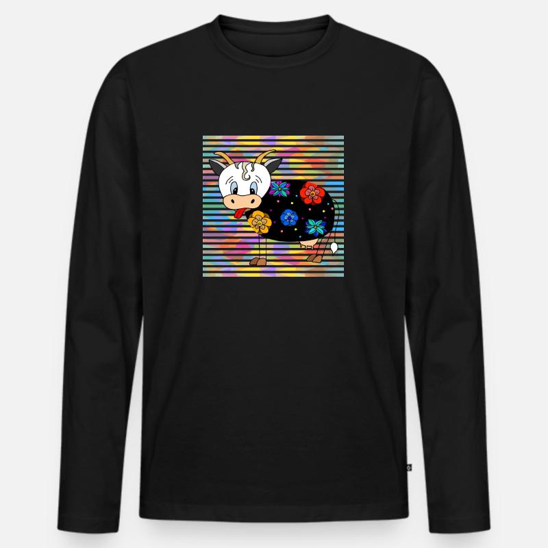 Kuh - Männer Premium Bio Langarmshirt - Schwarz