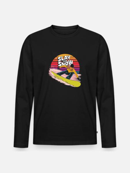 Lay the Snow Snowboarder Design - Men's Premium Organic Long Sleeve Shirt - black