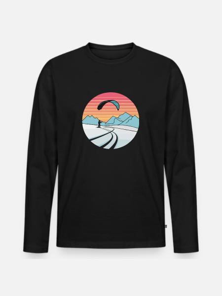 Snowkiting Adventure Art - Men's Premium Organic Long Sleeve Shirt - black